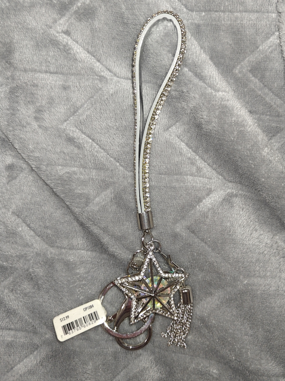 Silver Star Charm Wristlet Keychain - Silver